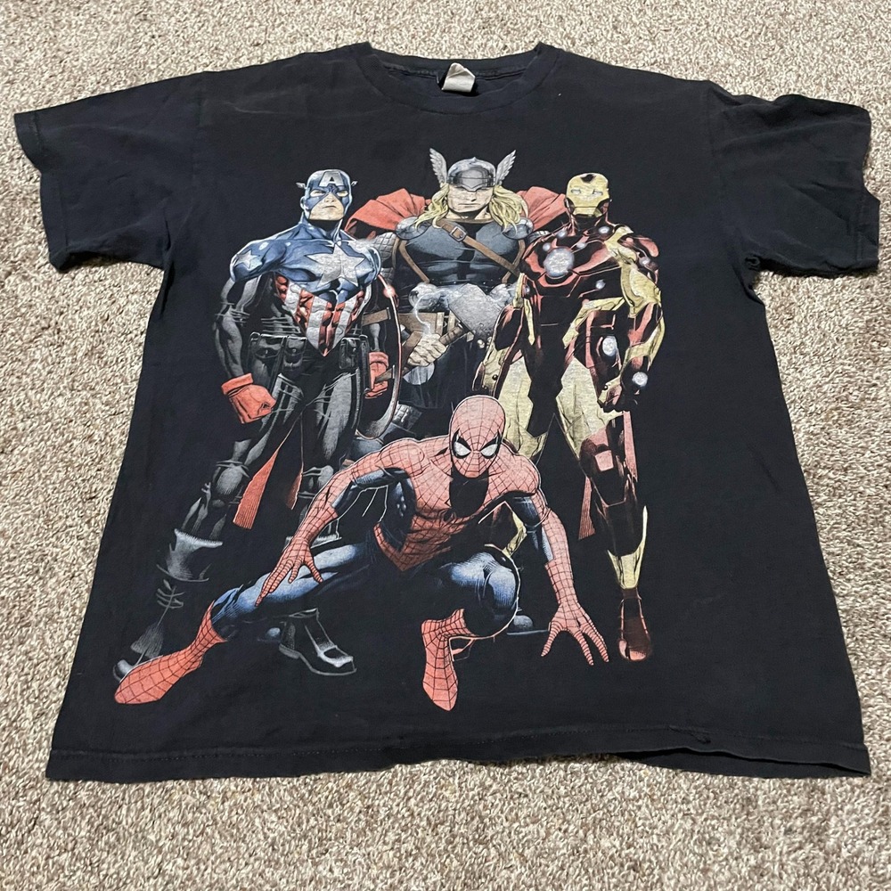 Marvel Comics Avengers T Shirt Captain America Thor Iron Man Spiderman